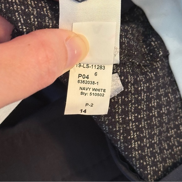 Loft Women’s Size 14 High Waist Trouser Wide Leg Navy Houndstooth Dress Pants - Picture 9 of 13